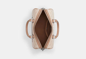 Rowan Large Satchel Bag In Signature Canvas - Silver/Sand/Taupe