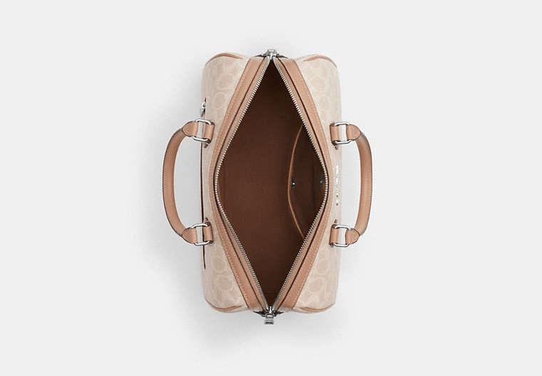 Rowan Large Satchel Bag In Signature Canvas - Silver/Sand/Taupe