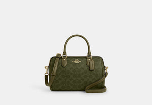 Rowan Satchel Bag In Signature Canvas - Gold/Olive