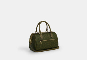 Rowan Satchel Bag In Signature Canvas - Gold/Olive