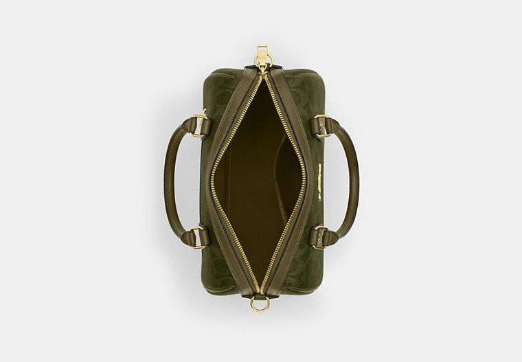 Rowan Satchel Bag In Signature Canvas - Gold/Olive
