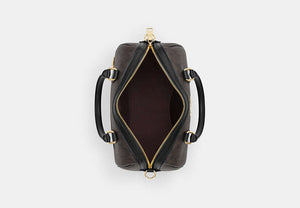 Rowan Satchel Bag In Signature Canvas - Gold/Walnut/Black