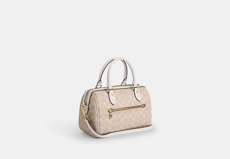 Rowan Satchel Bag In Signature Canvas - Gold/Sand/Chalk