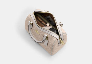 Rowan Satchel Bag In Signature Canvas - Gold/Sand/Chalk