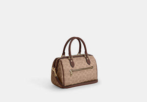Rowan Satchel Bag In Signature Canvas - Gold/Tan/Brown