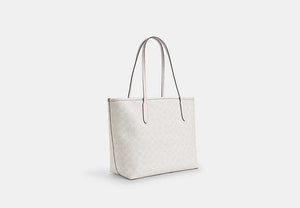 City Tote Bag In Signature Canvas - Gold/White/Chalk