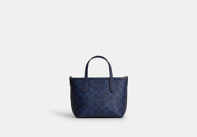 City Mini Tote Bag In Signature Canvas - Gold/Navy