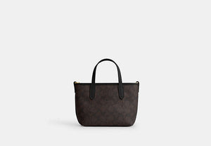 City Mini Tote Bag In Signature Canvas - Gold/Walnut/Black