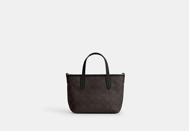 City Mini Tote Bag In Signature Canvas - Gold/Walnut/Black