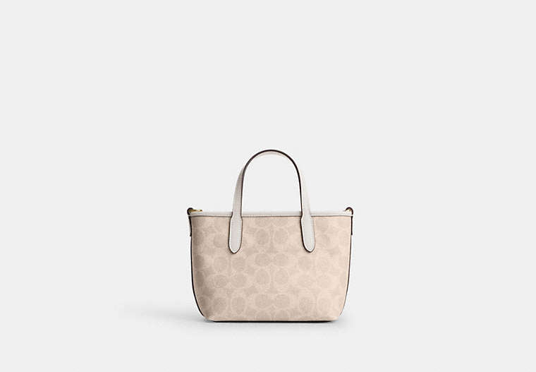 City Mini Tote Bag In Signature Canvas - Gold/Sand/Chalk