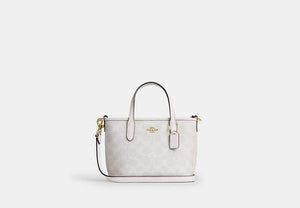 City Mini Tote Bag In Signature Canvas - Gold/White/Chalk