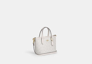 City Mini Tote Bag In Signature Canvas - Gold/White/Chalk