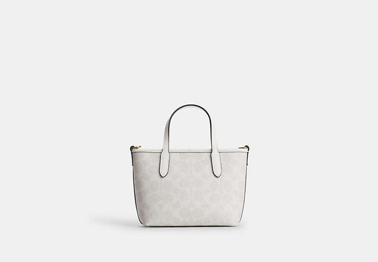 City Mini Tote Bag In Signature Canvas - Gold/White/Chalk