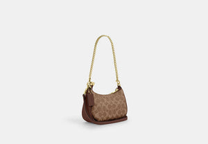 Teri Mini Crossbody Bag In Signature Canvas - Gold/Tan/Brown