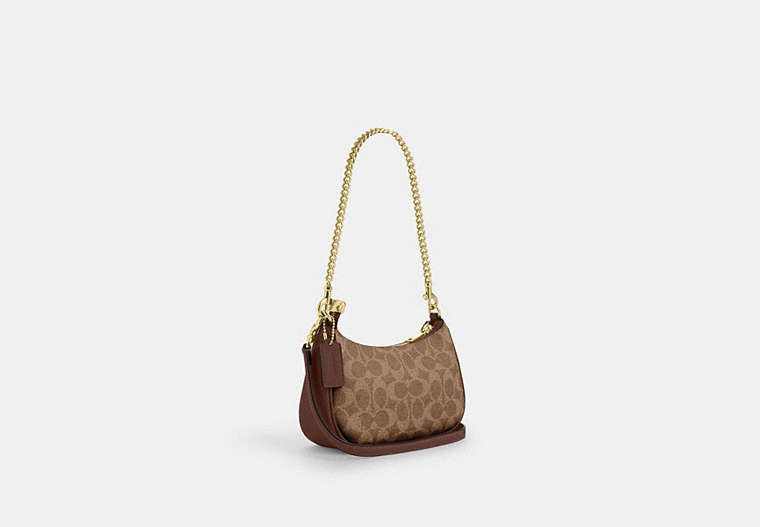 Teri Mini Crossbody Bag In Signature Canvas - Gold/Tan/Brown