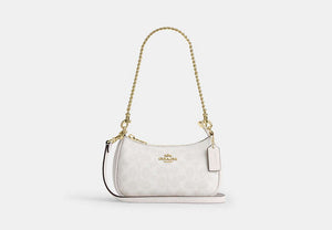 Teri Mini Crossbody Bag In Signature Canvas - Gold/White/Chalk