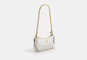Teri Mini Crossbody Bag In Signature Canvas - Gold/White/Chalk