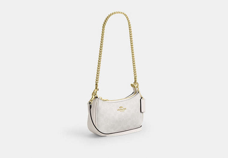 Teri Mini Crossbody Bag In Signature Canvas - Gold/White/Chalk