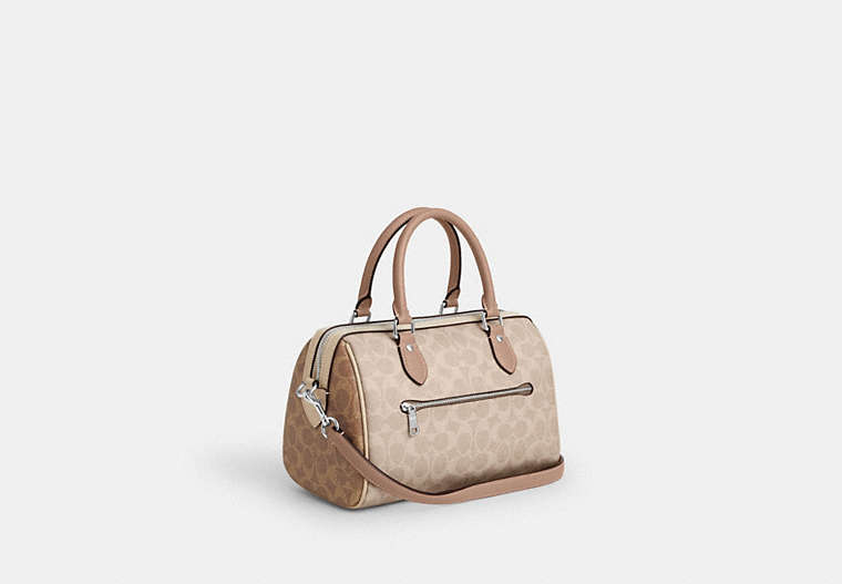 Rowan Satchel Bag In Blocked Signature Canvas - Silver/Sand/Taupe Multi