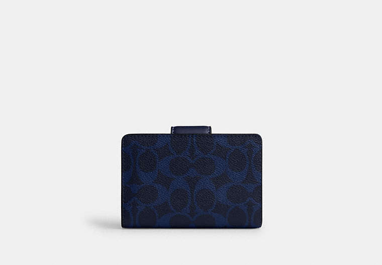 Medium Corner Zip Wallet In Signature Canvas - Gold/Navy