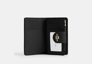 Medium Corner Zip Wallet In Signature Canvas - Gold/Walnut/Black