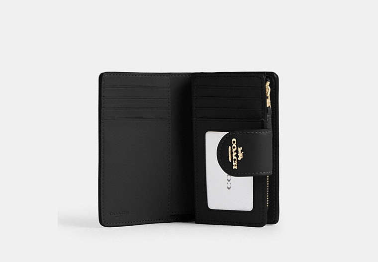 Medium Corner Zip Wallet In Signature Canvas - Gold/Walnut/Black