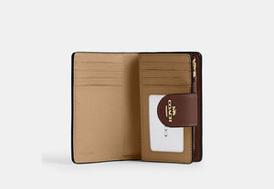 Medium Corner Zip Wallet In Signature Canvas - Gold/Tan/Brown