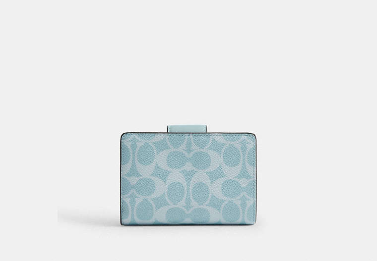 Medium Corner Zip Wallet In Signature Canvas - Gold/Light Blue