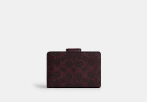 Medium Corner Zip Wallet In Signature Canvas - Gold/Black Currant