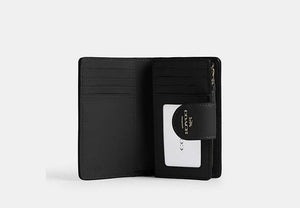 Medium Corner Zip Wallet In Signature Canvas - Gunmetal/Charcoal/Black
