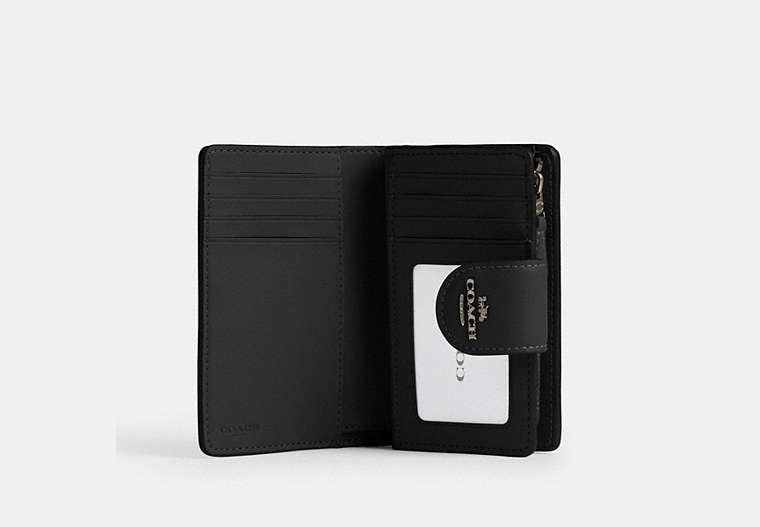Medium Corner Zip Wallet In Signature Canvas - Gunmetal/Charcoal/Black