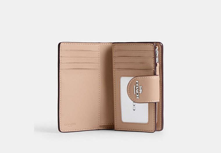 Medium Corner Zip Wallet In Signature Canvas - Silver/Sand/Taupe