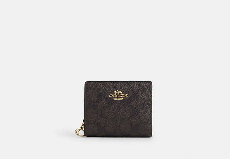 Snap Wallet In Signature Chenille - Gold/Walnut/Black