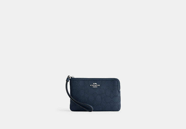 Corner Zip Wristlet - Silver/Denim/Dark Denim