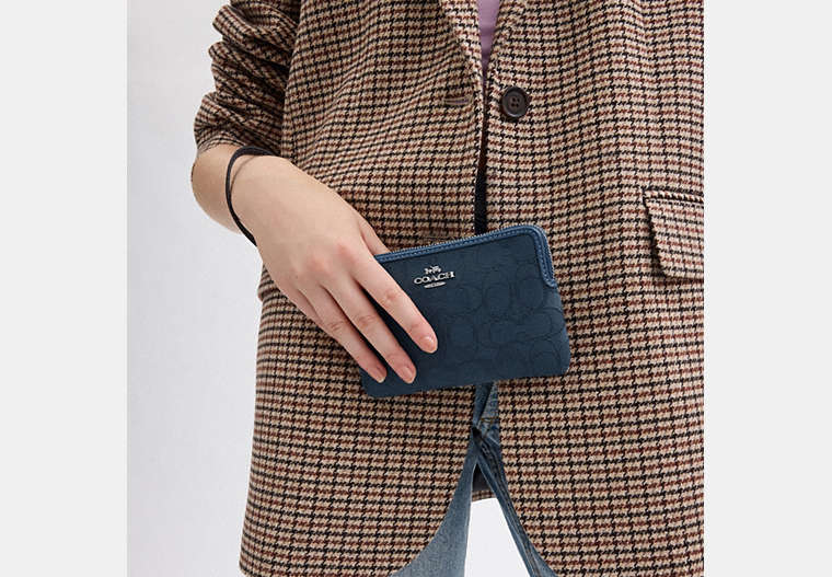 Corner Zip Wristlet - Silver/Denim/Dark Denim