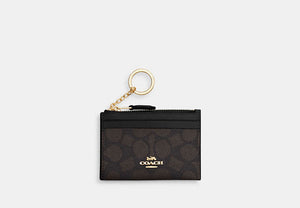 Mini Skinny ID Case In Signature Chenille - Gold/Walnut/Black