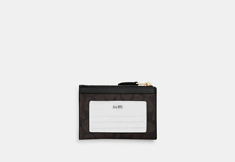 Mini Skinny ID Case In Signature Chenille - Gold/Walnut/Black