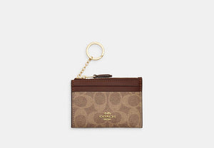 Mini Skinny ID Case In Signature Chenille - Gold/Tan/Brown