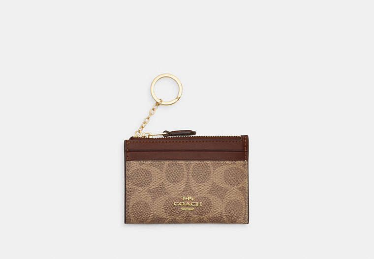 Mini Skinny ID Case In Signature Chenille - Gold/Tan/Brown