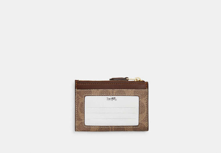 Mini Skinny ID Case In Signature Chenille - Gold/Tan/Brown