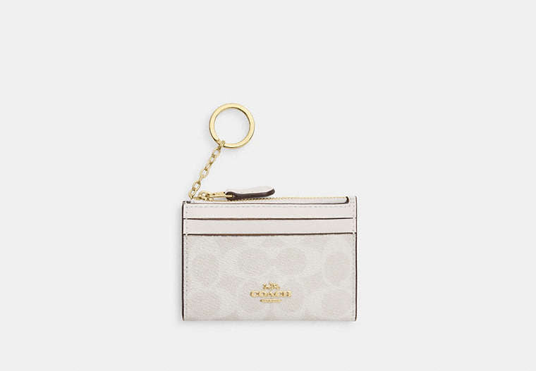 Mini Skinny ID Case In Signature Chenille - Gold/White/Chalk