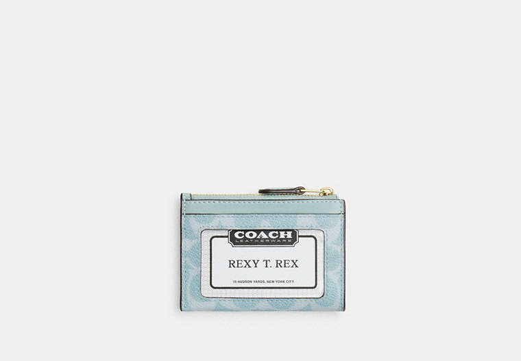 Mini Skinny ID Case In Signature Chenille - Gold/Light Blue