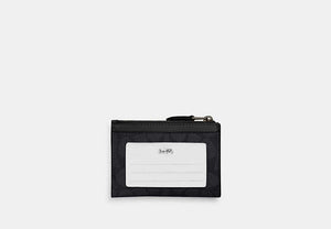 Mini Skinny ID Case In Signature Chenille - Gunmetal/Charcoal/Black