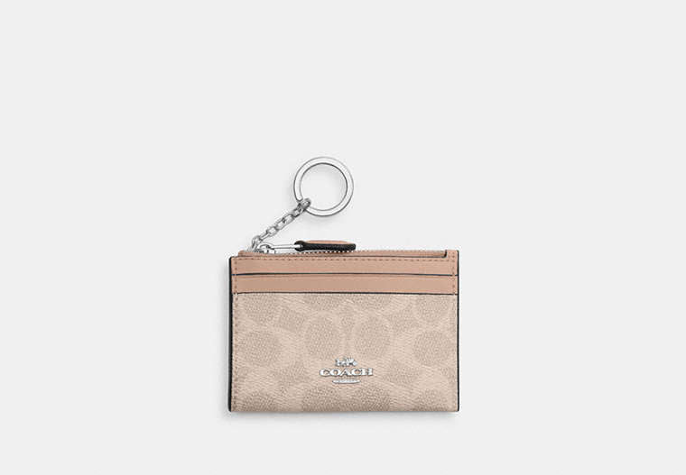 Mini Skinny ID Case In Signature Chenille - Silver/Sand/Taupe