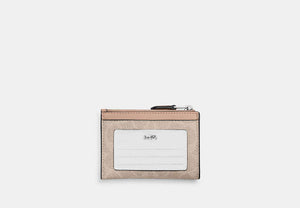 Mini Skinny ID Case In Signature Chenille - Silver/Sand/Taupe