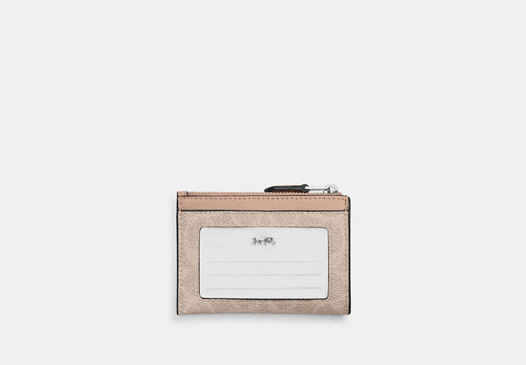 Mini Skinny ID Case In Signature Chenille - Silver/Sand/Taupe