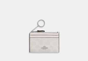 Mini Skinny ID Case In Signature Chenille - Silver/White/Chalk