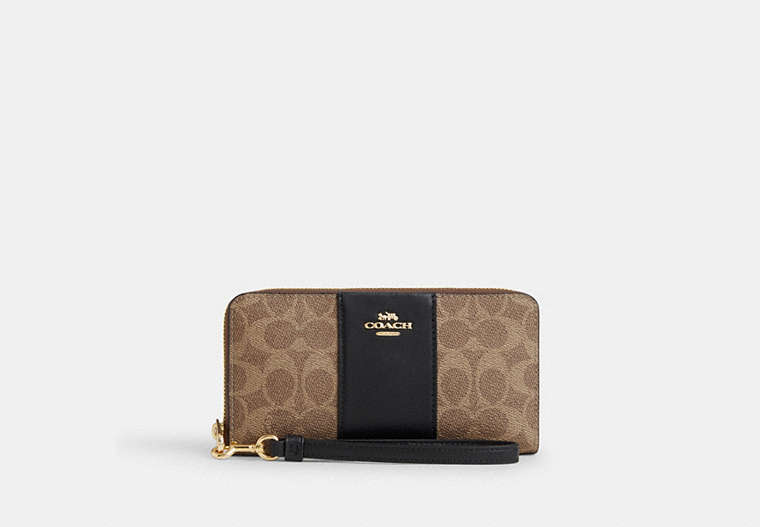 Long Zip Around Wallet - Gold/Tan/Black