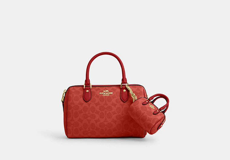 Signature Bag Charm - Gold/Crimson