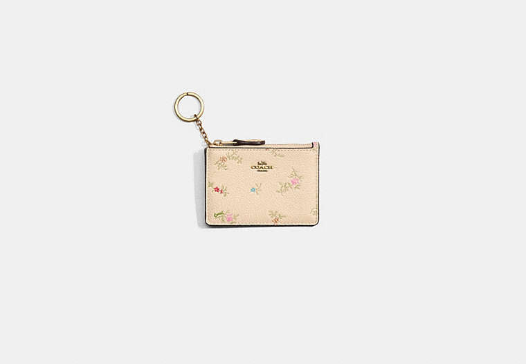 Mini Skinny ID Case In Signature Chenille - Brass/Ivory